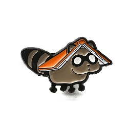 Raccoon Enamel Pins, Alloy Brooches for Backpack Clothes, Black, 18x30mm(JEWB-S036-02EB-03)