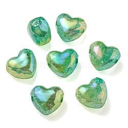 Transparent Crackle Acrylic Beads, Gradient Color, Heart, Light Green, 19x22x14mm, Hole: 3.5mm(OACR-P010-14E)