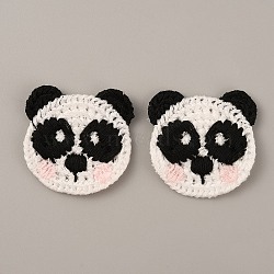 Animal Polyester Knitted Appliques, Costume Hat Bag Ornament Accessories, Panda Pattern, 34x33.5x3mm(DIY-WH0399-42H)