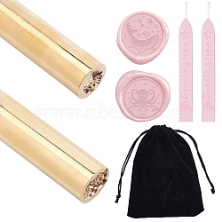 CRASPIRE Brass Handles, Sealing Wax Sticks, Rectangle Velvet Pouches, Golden, 5pcs/set(AJEW-CP0001-22E)