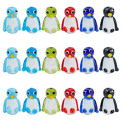18Pcs 6 Colors Handmade Lampwork Beads, Penguin, Mixed Color, 21.5~22x16~16.5x13~14mm, Hole: 1.4~1.6mm, 3pcs/color(LAMP-DR0001-05)