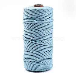 Cotton String Threads, Macrame Cord, Decorative String Threads, for DIY Crafts, Gift Wrapping and Jewelry Making, Sky Blue, 3mm, about 109.36 Yards(100m)/Roll.(OCOR-T001-02-38)