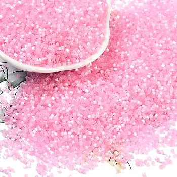 Imitation Cat Eyes Glass Seed Beads, Dyed, Cylinder, Pearl Pink, 1.6x1.3mm, Hole: 0.8mm, about 60000pcs/pound