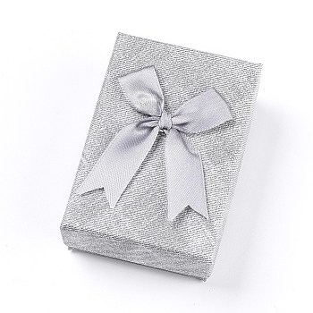 Cardboard Jewelry Set Boxes, with Sponge Pad Inside, Rectangle, Light Grey, 9.35x6.3x3cm