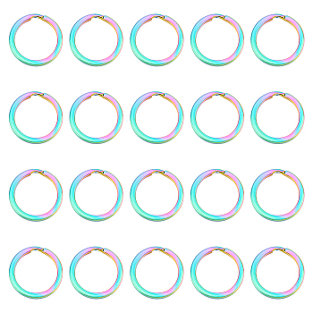 20Pcs 304 Stainless Steel Split Key Rings, Rainbow Color, 20x2mm