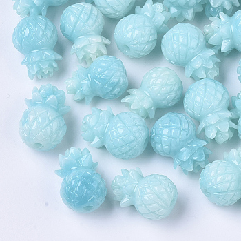 Synthetic Coral Beads, Dyed, Imitation Jade, Pineapple, Pale Turquoise, 16x11mm, Hole: 1.6mm