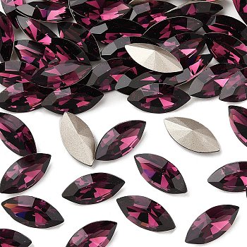 Preciosa&reg MAXIMA Crystal Fancy Stones, Czech Crystal, 435 14 615 Navette(Horse Eye), Dura Foiling, 20050 Amethyst, 15x7mm