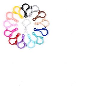 Unicraftale 150Pcs Opaque Solid Color Bulb Shaped Plastic Push Gate Snap Keychain Clasp Findings, Mixed Color, 48.5x25.5x6mm, Hole: 5.5mm