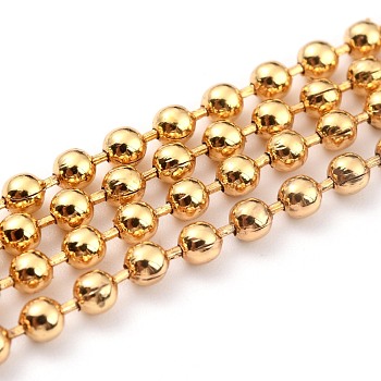 Handmade Brass Ball Chains, Soldered, with Spool, Gold, 2.5mm, 32.8 Feet(10m)/roll