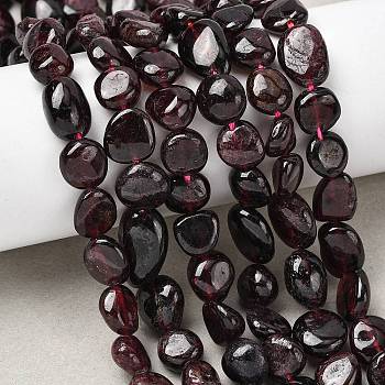 Natural Garnet Beads Strands, Nuggets, Tumbled Stone, 8~11x6.5~10x5.5~8.5mm, Hole: 1mm, about 22~23pcs/strand, 7.87''(20cm)