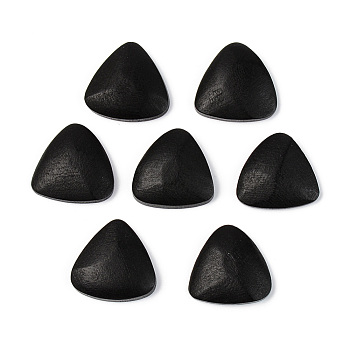 Painted Natural Wood Cabochons, Triangle, Black, 21.5x22x6mm