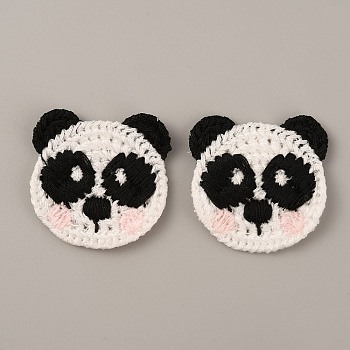 Animal Polyester Knitted Appliques, Costume Hat Bag Ornament Accessories, Panda Pattern, 34x33.5x3mm