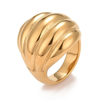 Ion Plating(IP) 304 Stainless Steel Textured Chunky Finger Ring, Croissant Ring for Women, Golden, US Size 7 1/4(17.5mm)