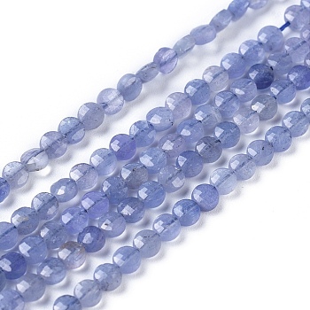 Natural Tanzanite Beads Strands, Faceted, Flat Round, 3.5~4.5x2~2.5mm, Hole: 0.5mm, about 98~107pcs/strand, 15.35 inch(39cm)long