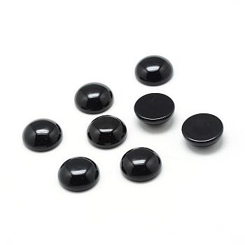 Dyed Natural Black Agate Gemstone Cabochons, Half Round, 8x4mm