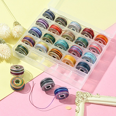 25 Rolls 25 Colors Round Segment Dyed Waxed Polyester Thread String(YC-YW0001-02B)-7