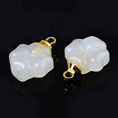 Golden Creamy White Clover Glass Charms