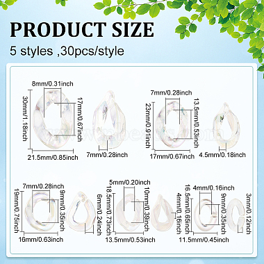 150Pcs 5 Style Transparent Acrylic Linking Rings(OACR-DC0001-01)-2