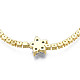 Cubic Zirconia Classic Tennis Necklace with Flower Links(NJEW-N048-01C)-4