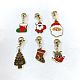 6Pcs 6 Styles Christmas Theme 316 Surgical Stainless Steel Enamel Pendant Decorations(HJEW-UN0001-11)-1