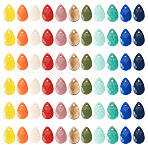 100Pcs 10 Colors Opaque Acrylic Charms, Faceted, Teardrop Charms, Mixed Color, 13x8.5x3mm, Hole: 1mm, 10pcs/color(MACR-TA0001-86)