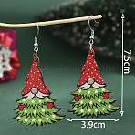 Acrylic Dangle Earrings, Platinum, Christmas Tree, 75x39mm(FS-WG7AF48-08)