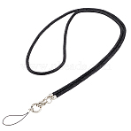 Zinc Alloy Resin Universal Cell Phone Strap Crossbody Neck Strap Phone Charms, with PVC Plastic Phone Tether Tab for Phones Full Coverage Case, Black, 1260x6mm(AJEW-WH20067-051P-01)