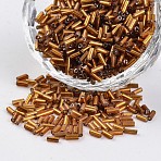 Silver Lined Round Hole Glass Bugle Beads, Peru, 3~5x1.8~2mm, Hole: 0.8mm, about 12000pcs/450g(SEED-I001-53)