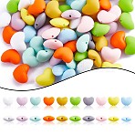 100Pcs Heart Silicone Beads for Keychain Making Cute Silicone Beads Bulk Silicone Bead Kit for Jewelry DIY Craft Making, Mixed Color, 15.2x20x10mm, Hole: 2mm(JX310A)