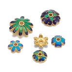 Mixed Brass Enamel Bead Caps, Lead Free & Cadmium Free, Golden, 5~11x2~3mm, Hole: 1~1.5mm(X-KK-L124-09G-RS)