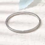 Frosted 304 Stainless Steel Hinged Bangles, Plain Bangles for Women, Stainless Steel Color, Inner Diameter: 2.30X2.07 inch(5.85x5.25cm)(BJEW-H644-09P)
