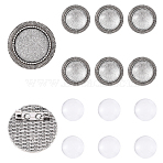 DIY Flat Round Brooch Making Kits, Included 5Pcs Alloy Brooch Cabochon Bezel Settings, 5Pcs Transparent Glass Cabochons, Antique Silver(DIY-YW0017-50)