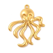 Ion Plating(IP) 304 Stainless Steel Pendants, Octopus Charms, Real 18K Gold Plated, 38.5x31x4mm, Hole: 2mm(STAS-N103-161B-G)