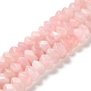 Natural Rose Quartz Beads Strands, Faceted, Nuggets, 10~11x8~10x7~8mm, Hole: 1mm, about 22~23pcs/strand, 7.09~7.48''(18~19cm)(G-N327-05-03)