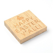 Natural Wood Display Decorations, Square with Word Happy Easter Y'All, BurlyWood, 101.5x101.5x19mm(DJEW-WH0033-34B)