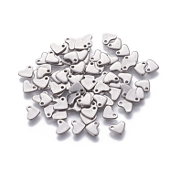 201 Stainless Steel Charms, Stamping Blank Tag, Heart, Stainless Steel Color, 7x6x1mm, Hole: 1mm(STAS-L234-046P)