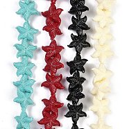 Synthetic Coral Dyed Carved Beads Strands, Starfish, Mixed Color, 16~17x14~15x6~6.5mm, Hole: 0.8mm, about 28pcs/strand, 13.19''(33.5cm)(CORA-K009-06B)