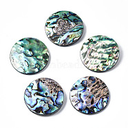 Natural Abalone Shell/Paua Shell Cabochons, with Freshwater Shell, Flat Round, 40x6~8mm(SSHEL-N034-85)