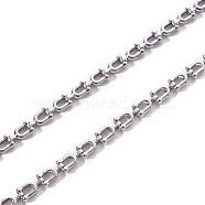 Brass Link Chains, U Shape, Unwelded, Platinum, 9.5x5x2mm(CHC-T014-001P)