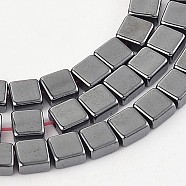 Cuboid Electroplated Non-magnetic Synthetic Hematite Bead Strands, Hematite Plated, 3x3x1mm, Hole: 0.5mm, about 127pcs/strand, 15.7 inch(G-M232-02G)