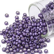 TOHO Round Seed Beads, Japanese Seed Beads, Frosted, (567F) Purple Galvanized Matte, 8/0, 3mm, Hole: 1mm, about 1110pcs/50g(SEED-XTR08-0567F)