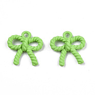 UV Plated Alloy Charms, Spray Painted, Cadmium Free & Lead Free, Twist Bowknot, Lime Green, 13x12x3mm, Hole: 1.4mm(X-PALLOY-S181-032C-RS)