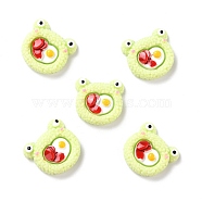 Resin Cabochons, Imitation Food, Frog Head Shaped Sushi Roll, Pale Green, 24.5x25x7.5mm(CRES-P020-03D)