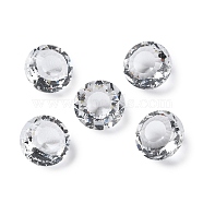 Transparent Glass Rhinestone Cabochons, Faceted, Pointed Back, Diamond, Clear, 10x7mm(RGLA-B003-10A-10)