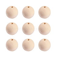 Unfinished Wood Beads, Natural Wooden Loose Beads Spacer Beads, Round, 40x40mm, Hole: 7mm(WOOD-PH0008-17-WH)