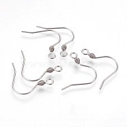 304 Stainless Steel Earring Hooks, with Horizontal Loop, Stainless Steel Color, 18.5x19x2.5mm, Hole: 2mm, 21 Gauge, Pin: 0.7mm(STAS-P220-12P)