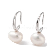 Natural Pearl Dangle Earrings for Women, with Sterling Silver Pins, Platinum, 20.5~21x9mm(EJEW-C082-13D-P)