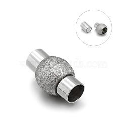 Tarnish Resistant 304 Stainless Steel Textured Magnetic Clasps with Glue-in Ends, Stainless Steel Color, 19x11mm, Hole: 6mm(STAS-E089-32C)