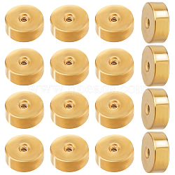 50Pcs 304 Stainless Steel Ear Nuts, Safety Screw Flat Round Earring Backs, Real 18K Gold Plated, 5x2mm, Hole: 1mm(STAS-BBC0003-33G)