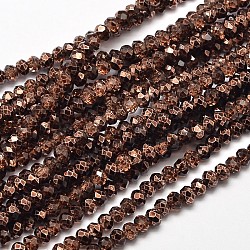Faceted Rondelle Transparent Painted Glass Beads Strands, Coconut Brown, 4x3mm, Hole: 1mm, about 125pcs/strand, 15 inch(DGLA-J001-C03-4mm)